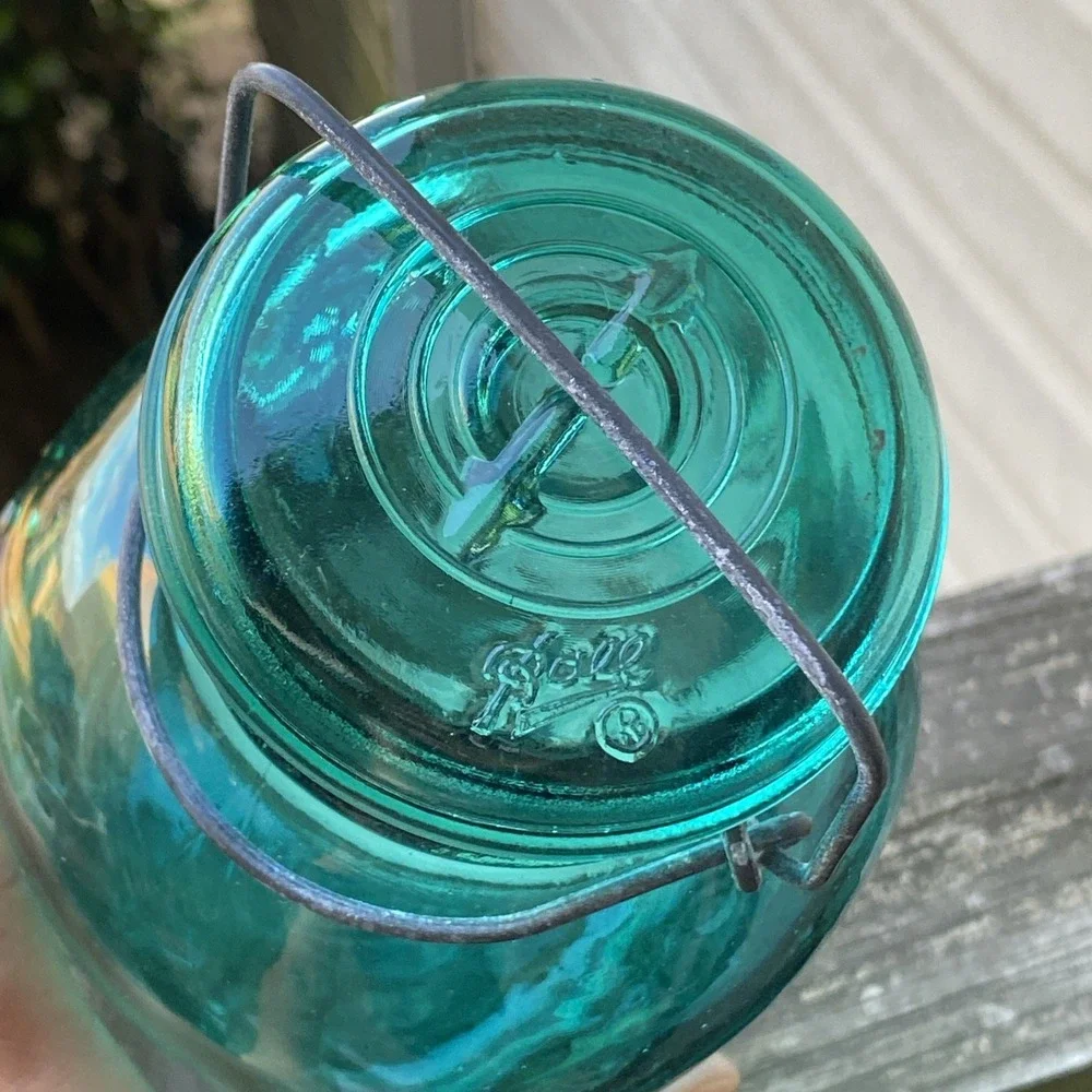 Vintage Ball Ideal Bicentennial Eagle Half-Gallon Mason Jar USA w/Wire Bail Blue